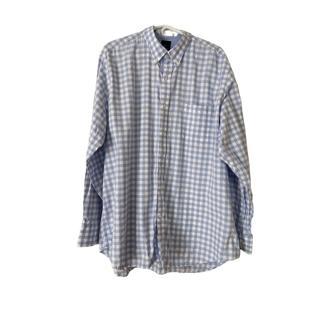 Men's Tailorbyrd Long Sleeve Button Up Blue/White Check Size XXL‎